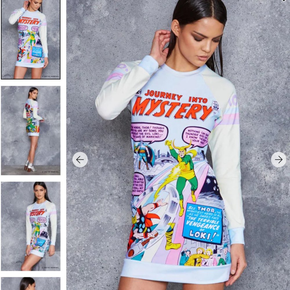 🔎🦄🌈ISO🌈🦄🔎 - THOR VS LOKI SWEATER DRESS - Limited - Size L - Blackmilk